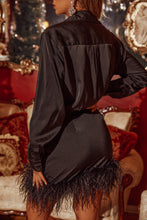 Load image into Gallery viewer, Black Feather Hem Dress
