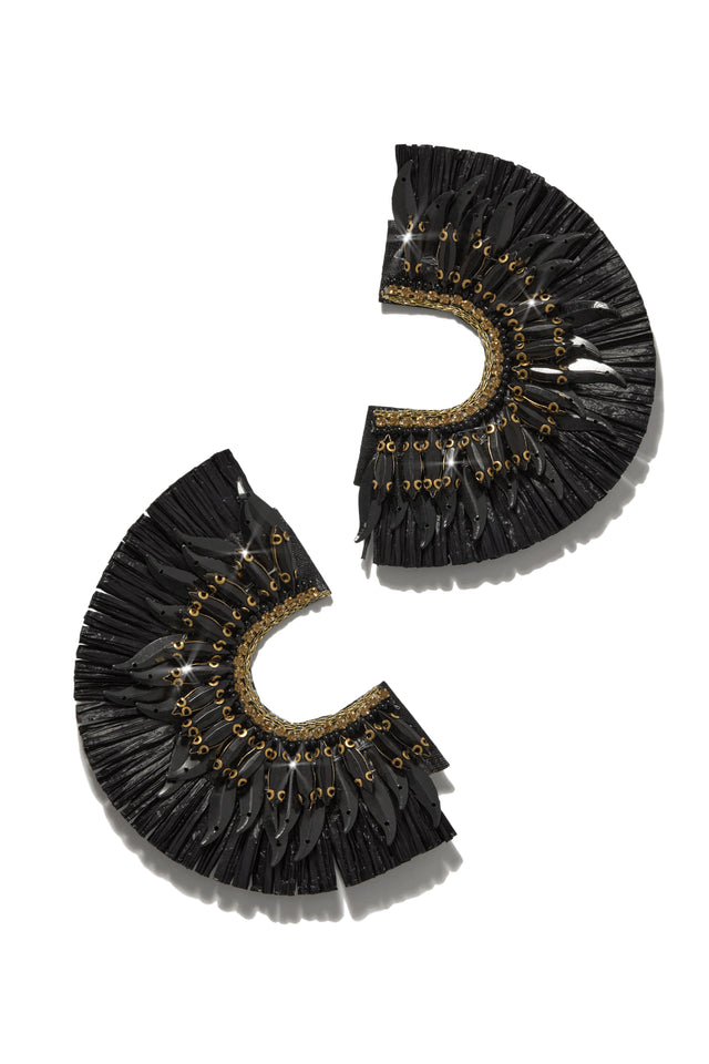 Load image into Gallery viewer, Black Statement Embellished Earrings
