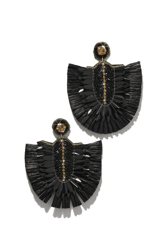 Load image into Gallery viewer, Large Black Beaded Statement Earrings
