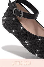 Load image into Gallery viewer, Black Flats With Adjustable Around The Ankle Buckle Closure 
