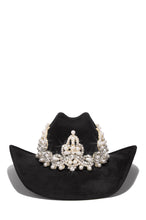 Load image into Gallery viewer, Black Embellished Faux Suede Hat
