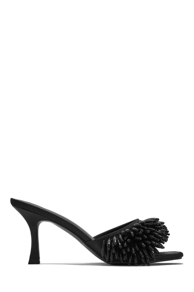 Load image into Gallery viewer, Black Beaded Mule Heels
