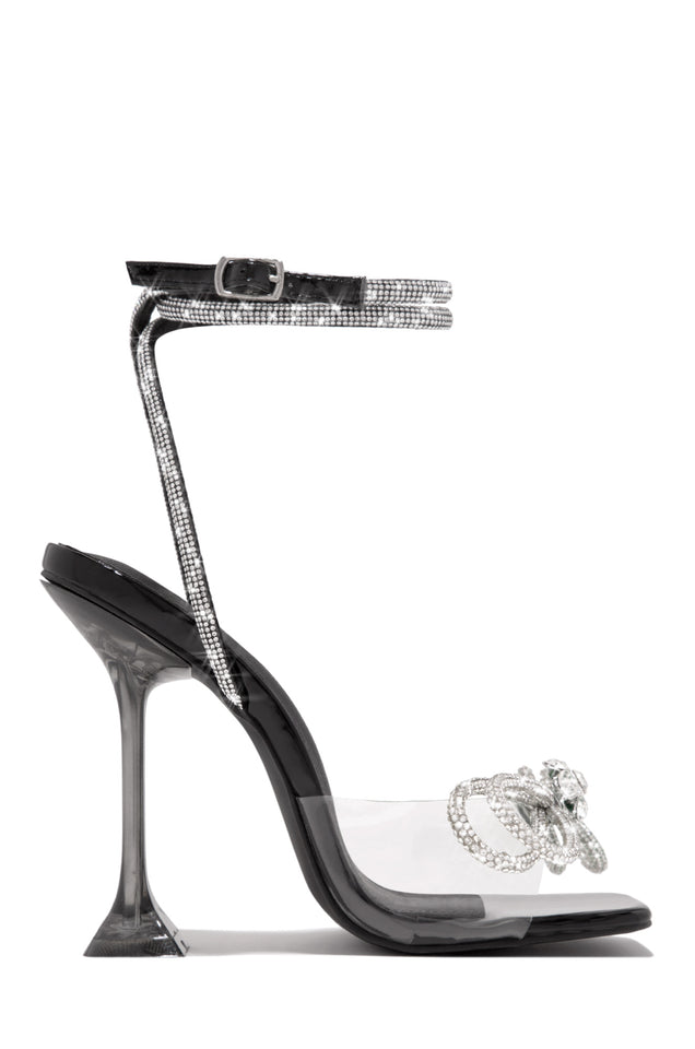 Miss Lola Black Embellished Bow Strap High Heels MISS LOLA