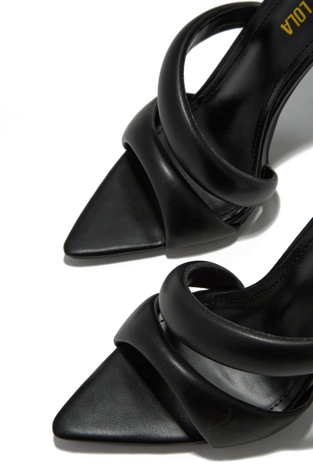 Load image into Gallery viewer, Black Slip On Open Toe Heels
