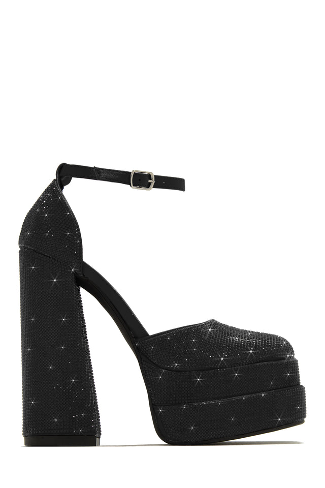 Load image into Gallery viewer, Black Embellished Platform Heels
