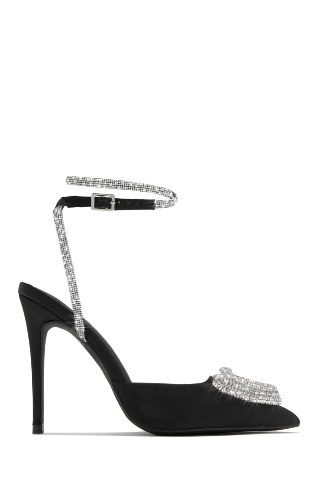 Load image into Gallery viewer, Black Heel Pumps with Embellished Heart Detailing
