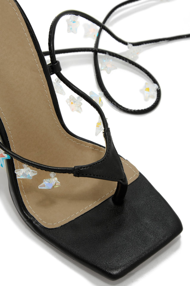 Load image into Gallery viewer, Black Open Square Toe High Heels
