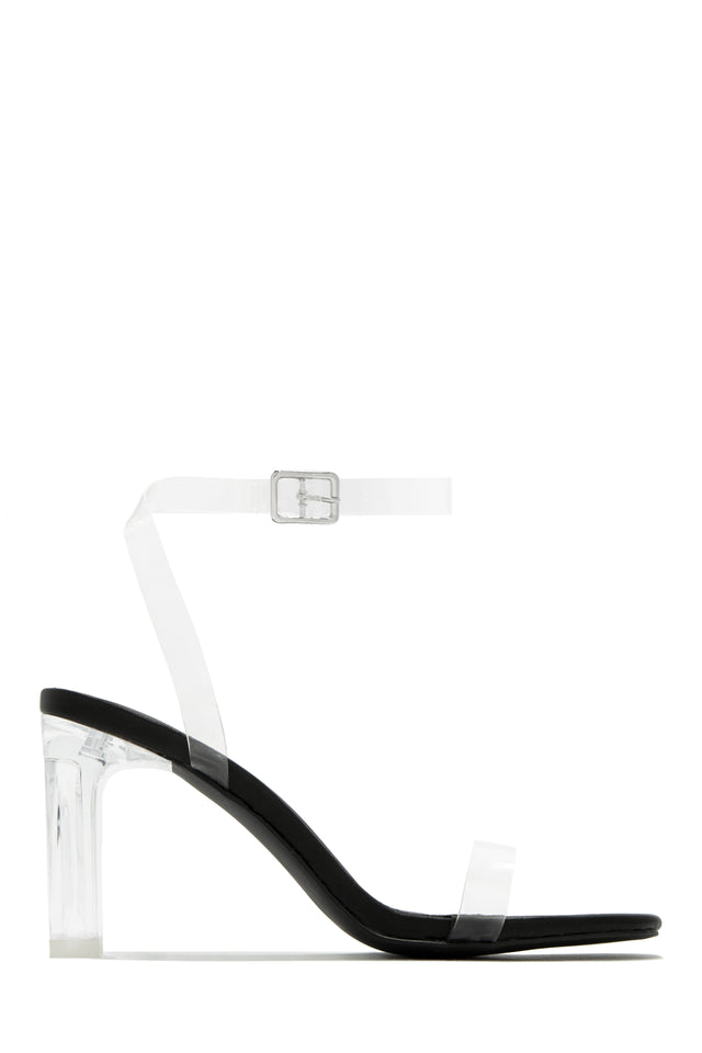 Miss Lola Simply Yours Nude Clear Ankle Strap Heels MISS LOLA
