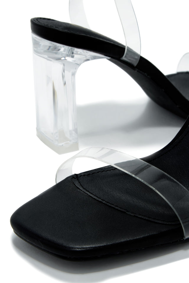 Load image into Gallery viewer, Black Single Sole Heels with Clear Straps
