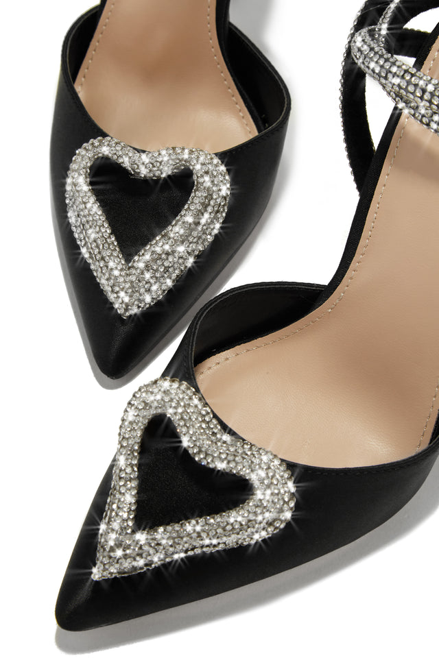 Load image into Gallery viewer, Black Satin Heel Pumps
