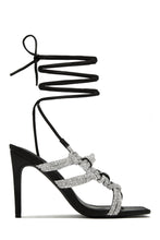 Load image into Gallery viewer, Embellished Black and Silver Stone Heels
