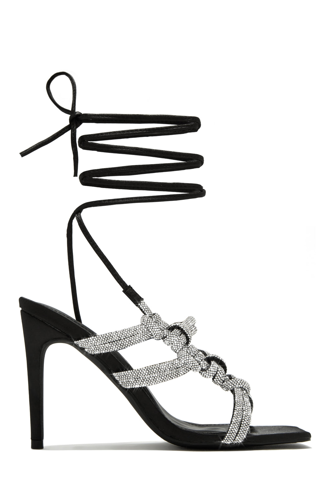 Embellished Black and Silver Stone Heels