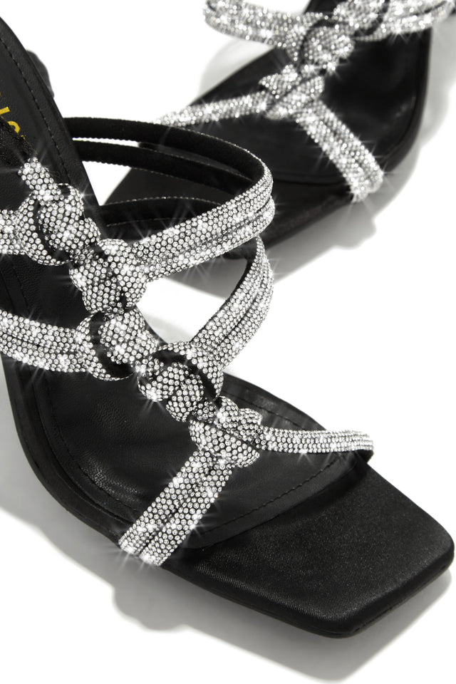 Load image into Gallery viewer, Black Rhinestone Embellished Strap Heels
