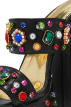 Load image into Gallery viewer, Multi-Color Stone Embellished Platform Mules
