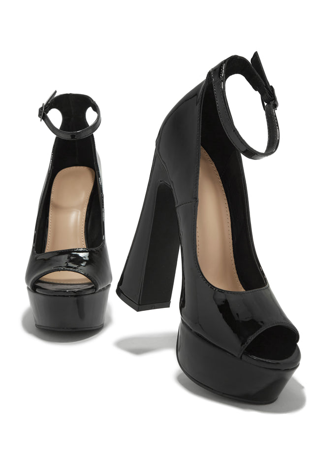 Load image into Gallery viewer, Alysa Peep Toe Platform Block Heels - Black

