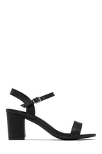 Load image into Gallery viewer, Black PU Ankle Strap Heels
