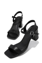 Load image into Gallery viewer, Black PU Ankle Strap Black Heels
