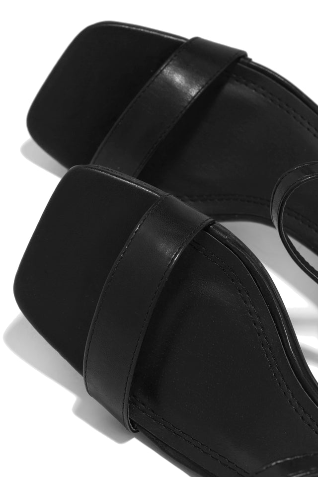 Load image into Gallery viewer, Square Toe Black PU Ankle Strap Heels
