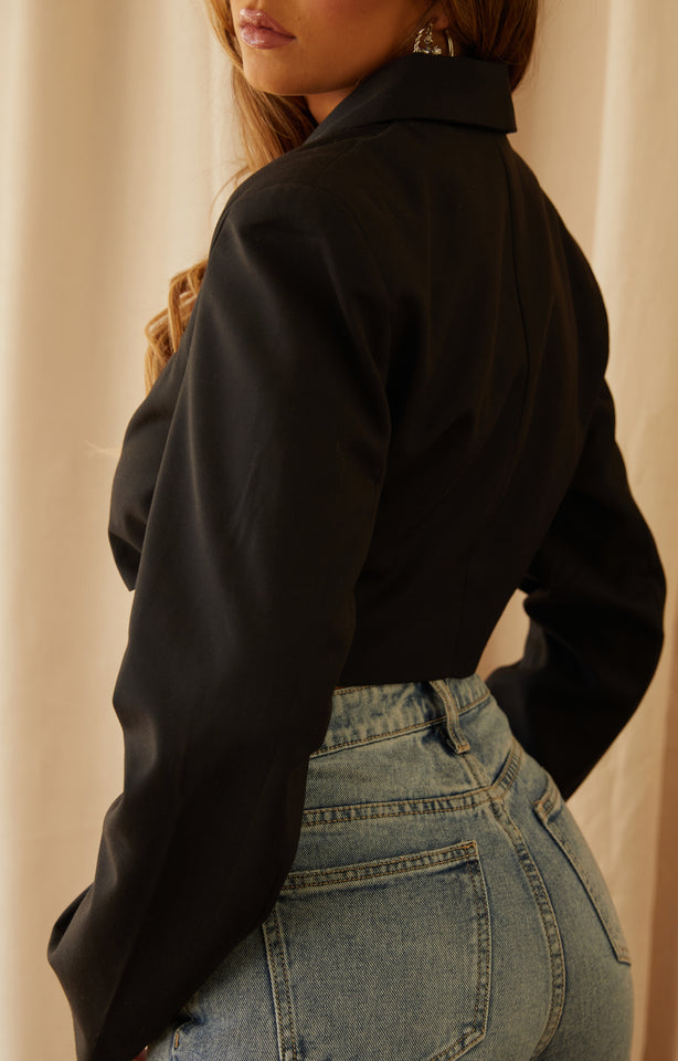 Load image into Gallery viewer, Black Blazer Top
