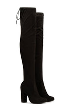 Load image into Gallery viewer, Way Up High Block Heel Over The Knee Boots - Black
