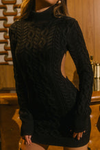 Load image into Gallery viewer, Long Sleeve Knit Black Dress
