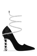 Load image into Gallery viewer, Black Satin Embellished Coil Pump Heel
