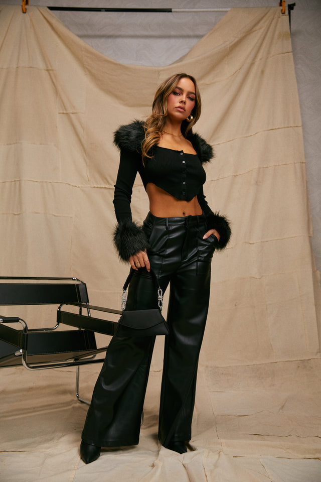 Load image into Gallery viewer, Wide Leg Black PU Pant
