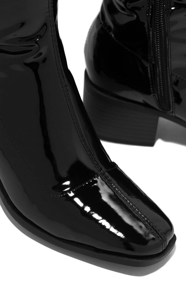 Load image into Gallery viewer, Black Pat Over The Knee Boots
