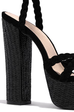 Load image into Gallery viewer, Black Faux Raffia Heel 
