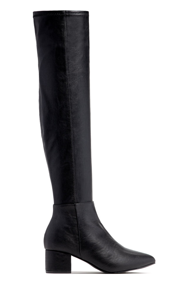 Load image into Gallery viewer, Black PU  Over The Knee Block Mid Heel Boots
