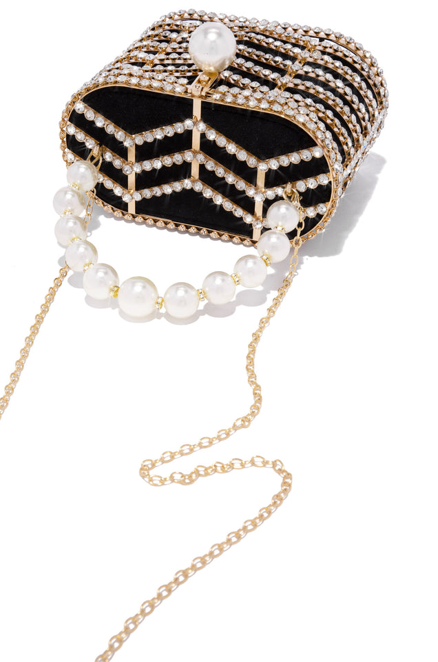 Load image into Gallery viewer, Black Faux Pearl Bag 

