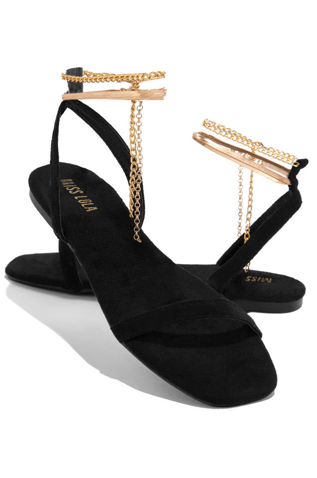 Load image into Gallery viewer, Gold Chain Black Sandals
