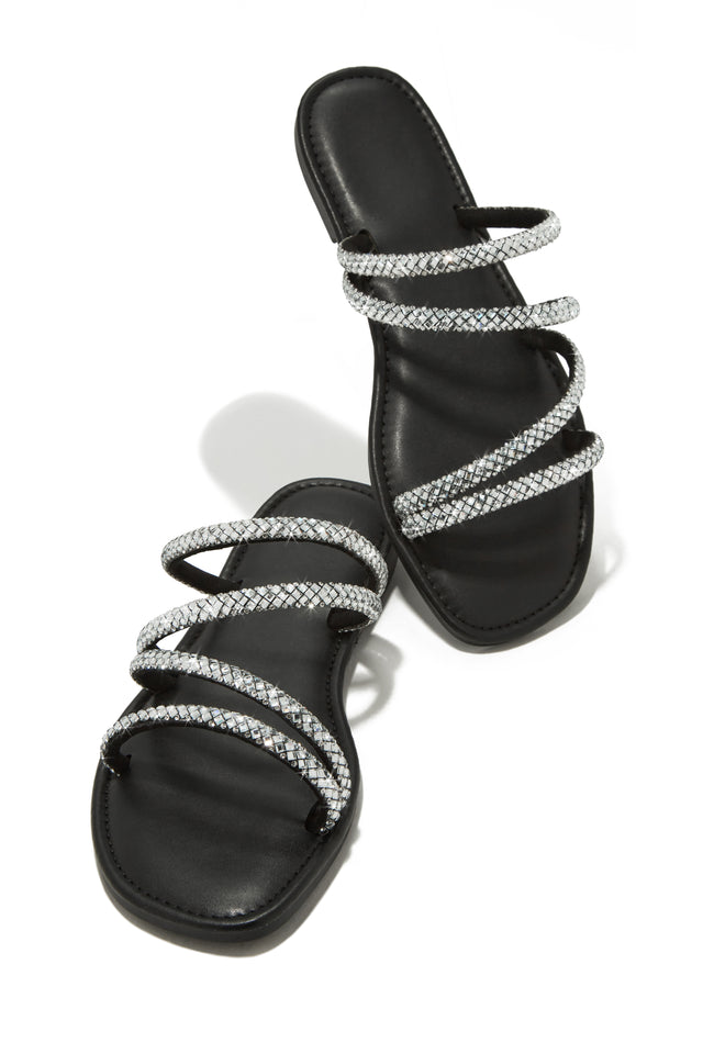 Load image into Gallery viewer, Black Rhinestone Slides
