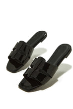 Load image into Gallery viewer, Black Patent Slide Sandals
