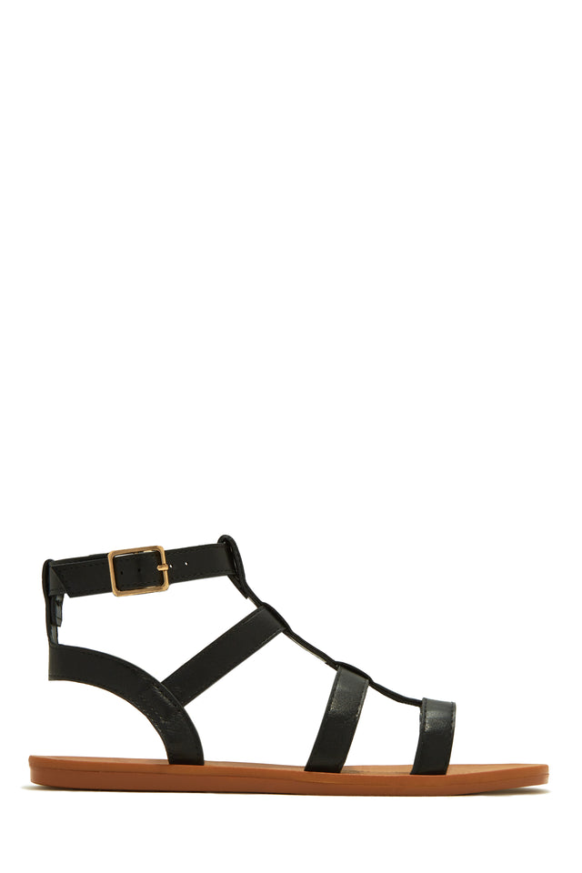 Load image into Gallery viewer, Resort Sun Caged Flat Sandals - Black
