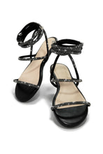 Load image into Gallery viewer, Summers In Tulum Embellished Lace Up Sandals - Black
