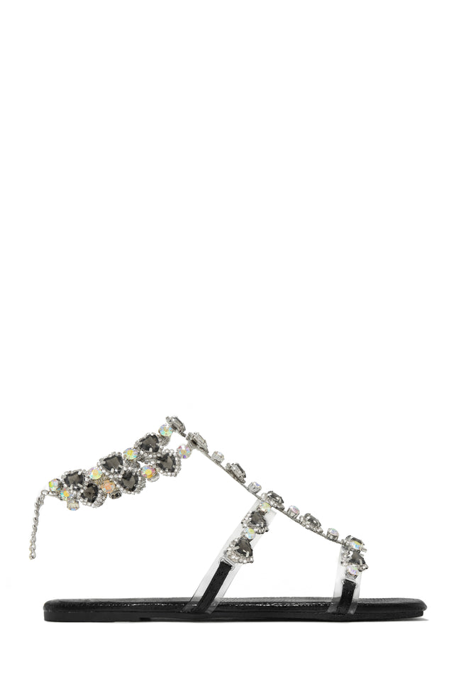 Load image into Gallery viewer, Black Embellished Heart Sandals
