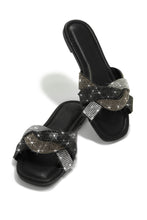 Load image into Gallery viewer, Black Rhinestone Slide Sandals
