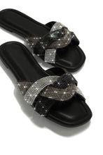 Load image into Gallery viewer, Black Rhinestone Slides
