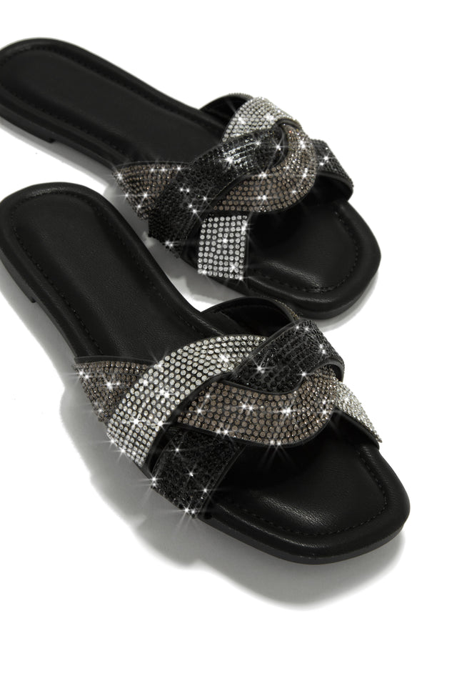 Load image into Gallery viewer, Black Rhinestone Slides
