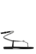 Load image into Gallery viewer, Black Embellished Thong Strap Sandals
