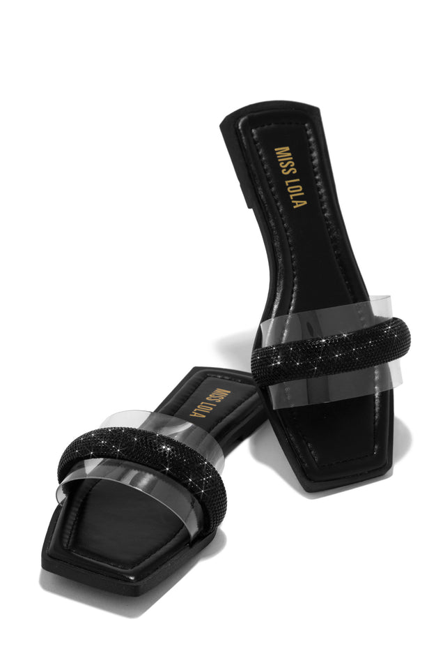 Load image into Gallery viewer, Black Embellished Slip On Sandals
