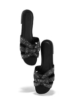 Load image into Gallery viewer, Beautiful Beaches Embellished Slip On Sandals - Black
