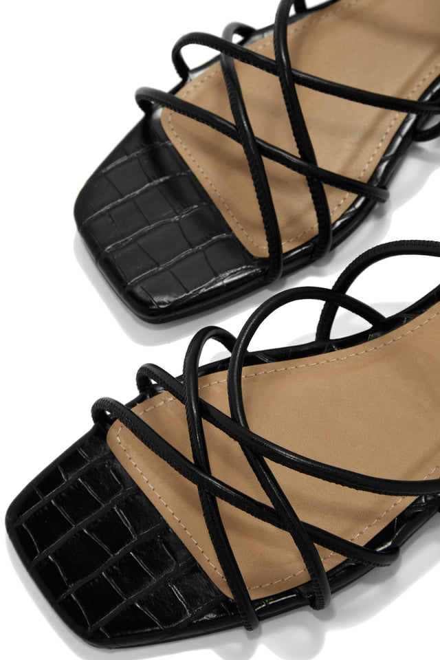 Load image into Gallery viewer, Black Croc Embossed Sandals
