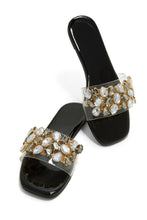 Load image into Gallery viewer, Black Slip On Embellished Slide Sandals
