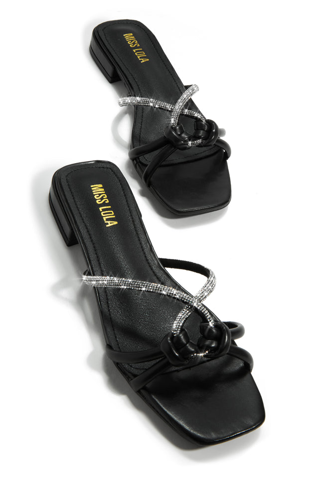 Load image into Gallery viewer, Black Rhinestone Slip On Sandals
