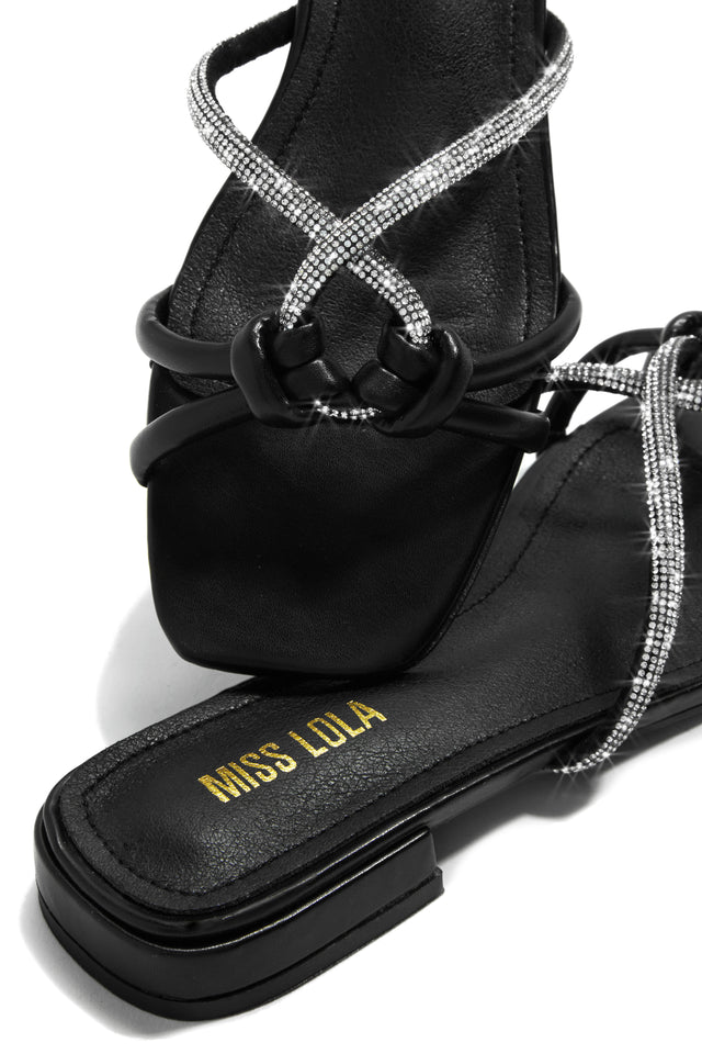 Load image into Gallery viewer, Exclusive Black Rhinestone Miss Lola Sandals
