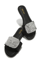 Load image into Gallery viewer, Black Faux-Satin Slip On Sandals
