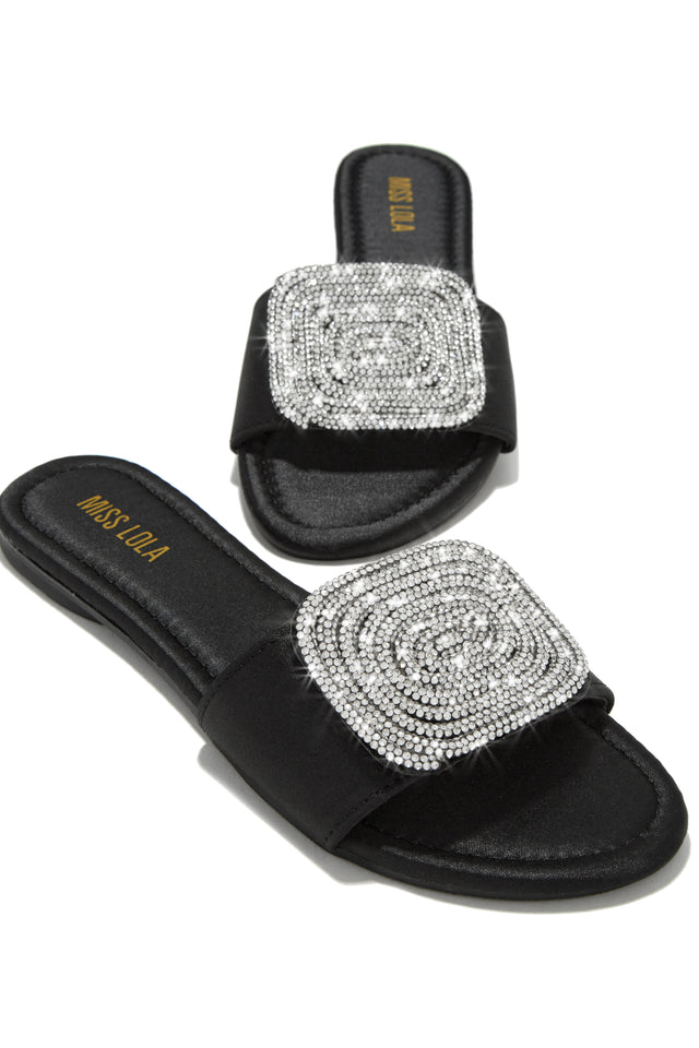 Load image into Gallery viewer, Black Embellished Slip On Sandals
