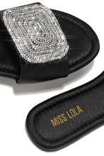 Load image into Gallery viewer, Black Faux-Satin Slides
